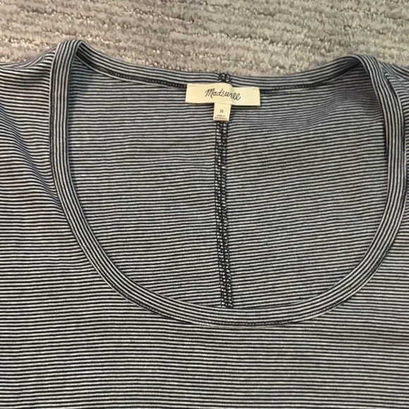 Madewell Navy & White Thin-Striped Scoop Neck Tee Nwot - Picture 6 of 6